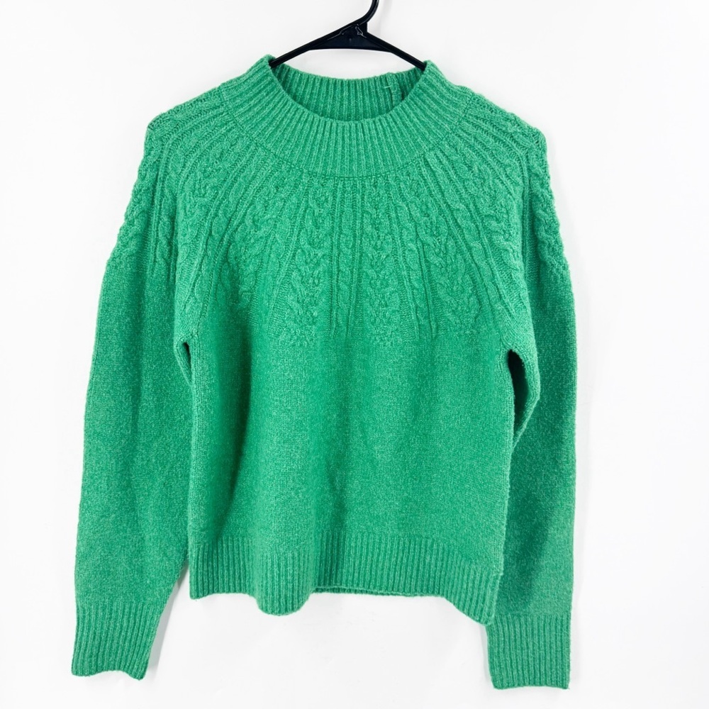 ✅ Joie Cable Knit‎ Mock Neck Sweater in Green Women's Size SMALL